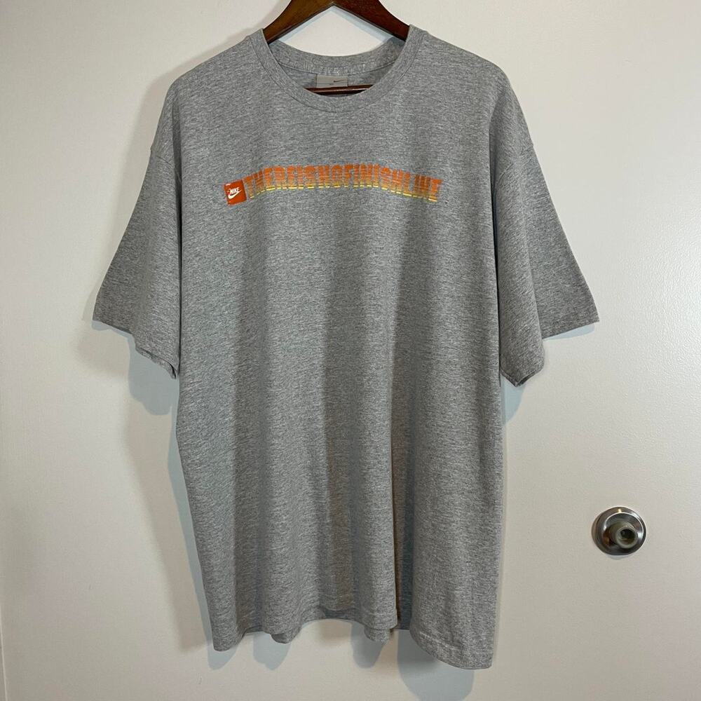 Nike Y2K Streetwear Gray Orange XL Men’s “there is no finish line” T-shirt